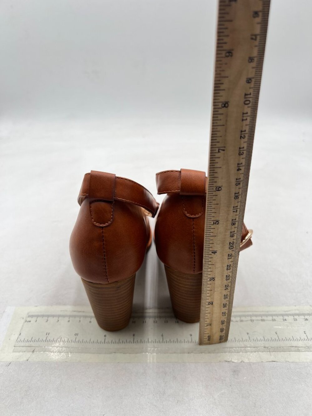 YDN Chocolate Block Stacked Heel Pumps Round Toe Ankle Strap Daily Outfit Shoes - Picture 5 of 8